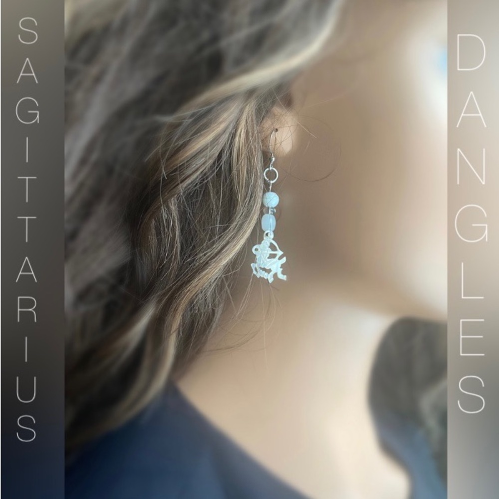 Sagittarius Abalone Shell & Glass Bead Earrings - Artisan Handmade
